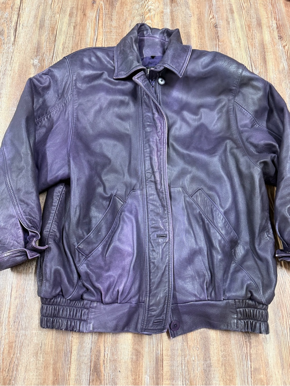 Vintage deep Purple genuine leather bomber jacket size S